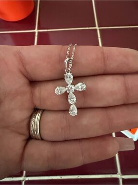Moissanite Cross Pendant Necklace